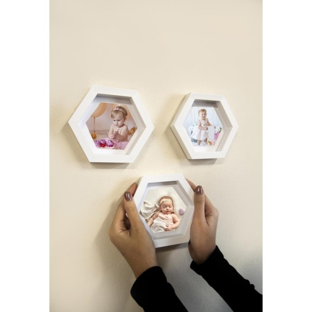 Nobbystar Yapışkanlı Sök Tak Küçük Beyaz Altıgen Fotoğraf Çerçevesi - 3'lü Paket Resim & Fotoğraf Çerçevesi Fiyatı