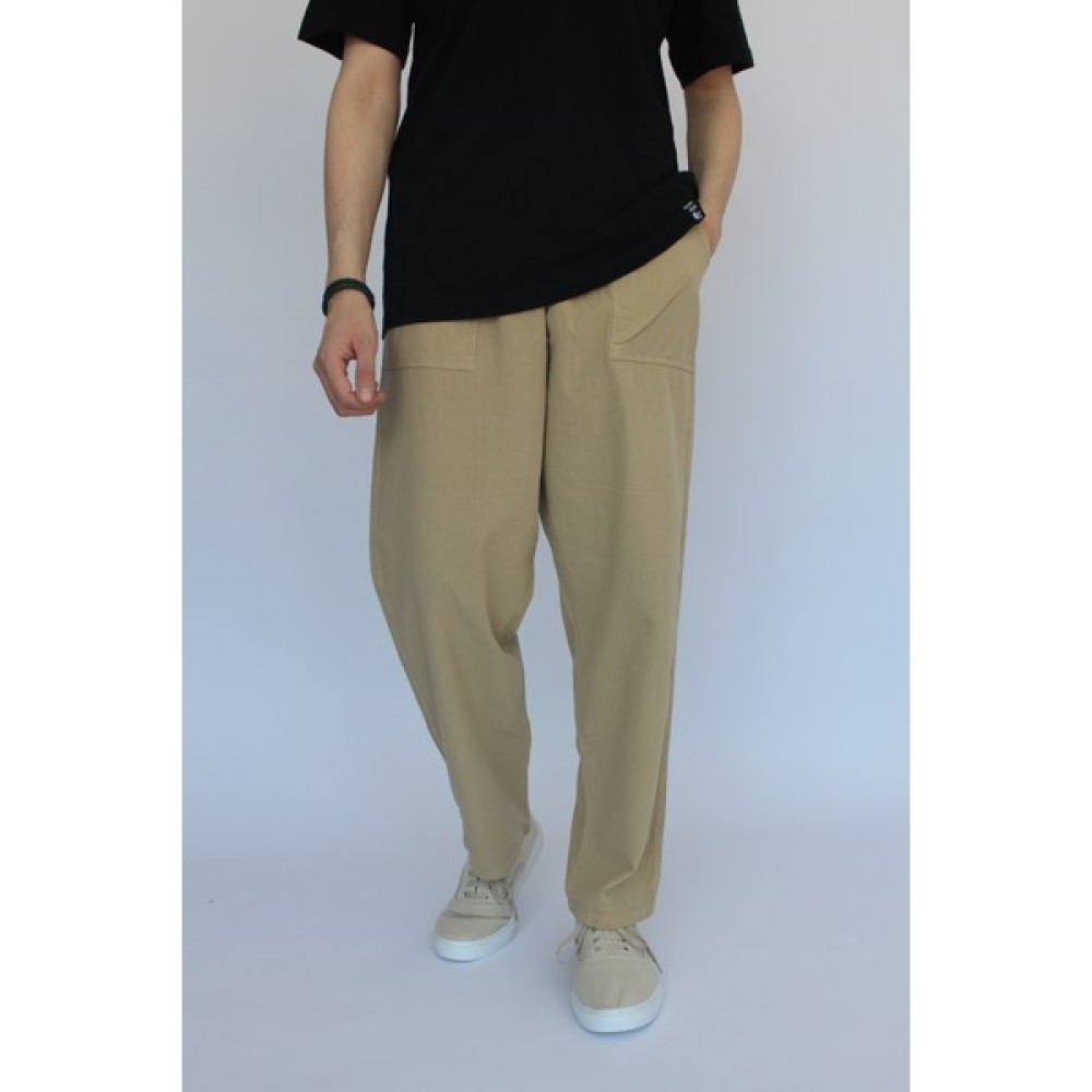 Nobility Jean Unisex Yazlık Beli Lastikli Rahat Bej Keten Pamuklu Serin Tutan İpli Bol Keten Pantolon Erkek Pantolon Fiyatı