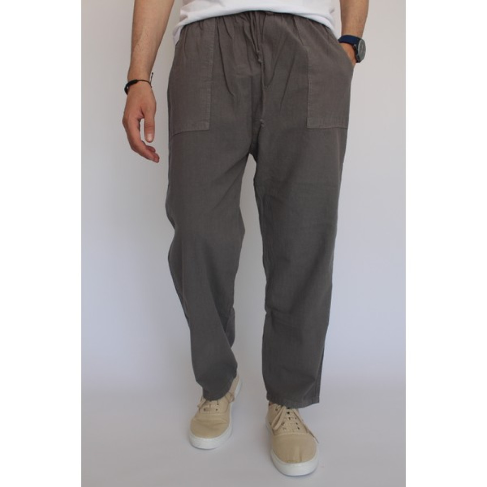 Nobility Jean Unisex Yazlık Beli Lastikli Rahat Gri Keten Pamuklu Serin Tutan İpli Bol Keten Pantolon Erkek Pantolon Fiyatı