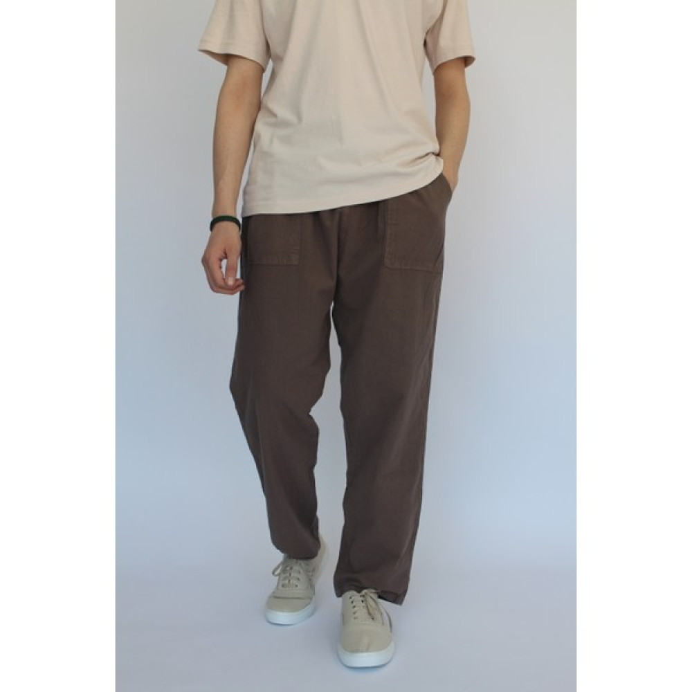 Nobility Jean Unisex Yazlık Beli Lastikli Rahat Kahve Keten Pamuklu Serin Tutan İpli Bol Keten Pantolon Erkek Pantolon Fiyatı
