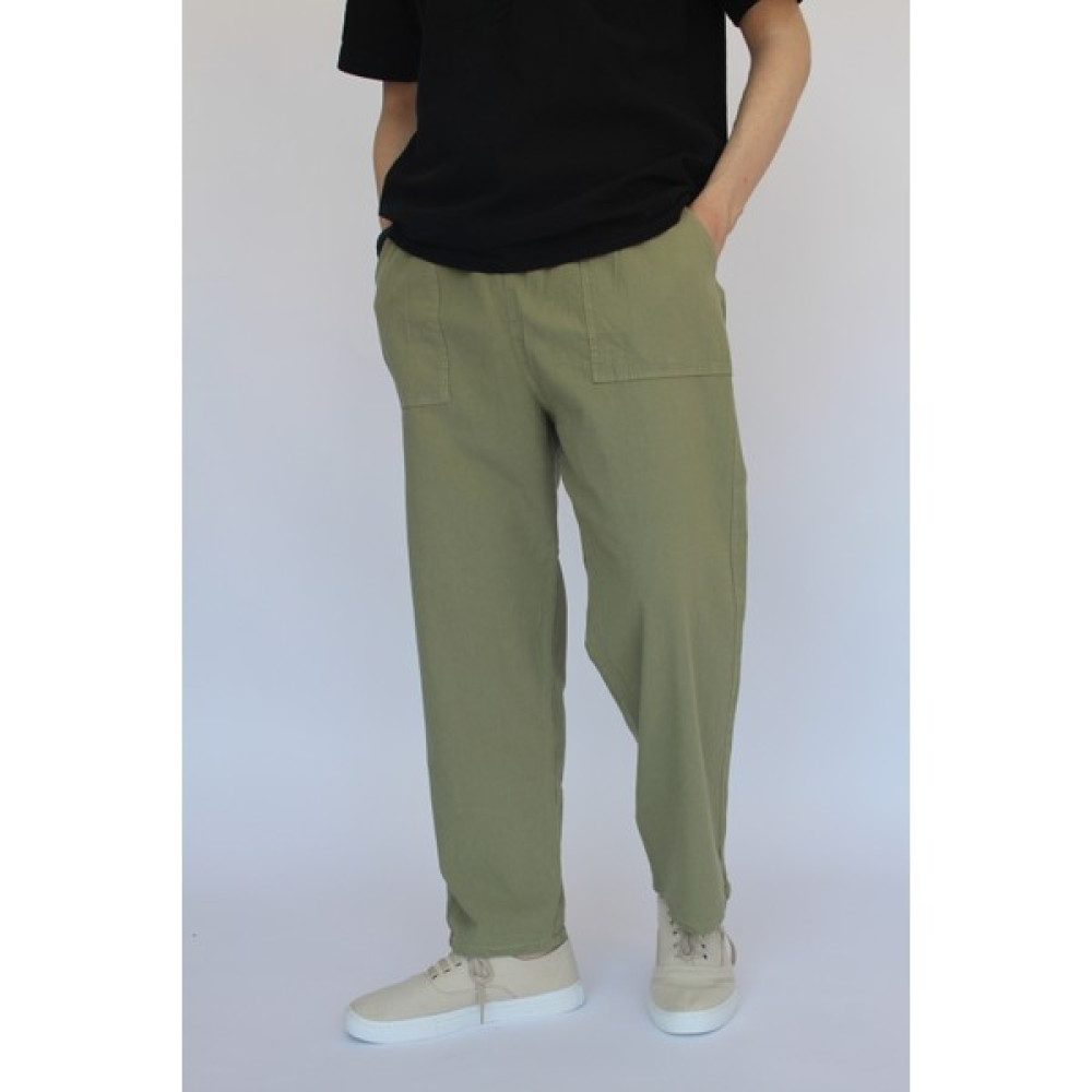 Nobility Jean Unisex Yazlık Beli Lastikli Rahat Yeşil Keten Pamuklu Serin Tutan İpli Bol Keten Pantolon Erkek Pantolon Fiyatı