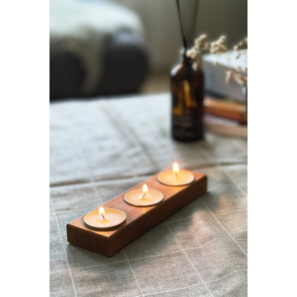 Nobleraven Design Ahşap Tealight Mumluk - 3'lü Mumluk - Kahverengi Şamdan Fiyatı
