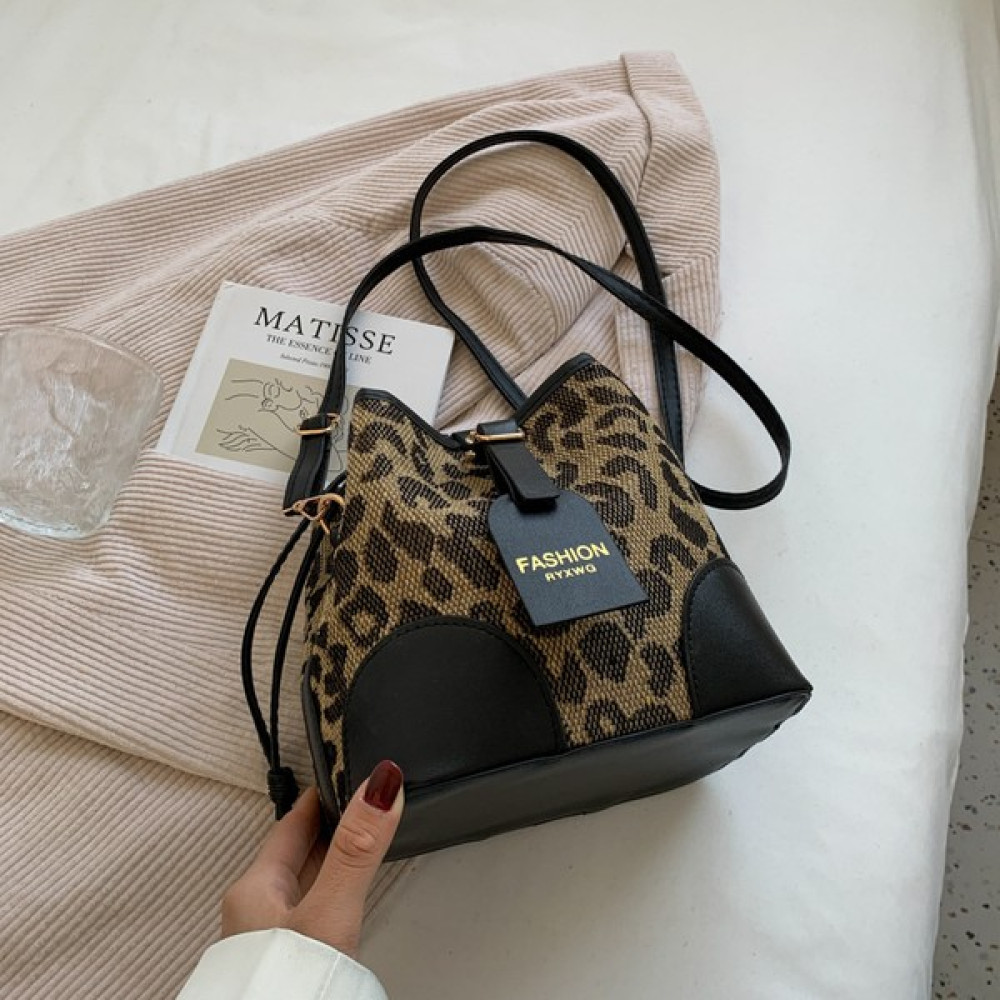 Nobrand Şık Leopar Desenli Crossbody Çanta Sonbahar ve Kış Doku Kova Çanta (Yurt Dışından) Bayan Çanta ve Cüzdan Fiyatı