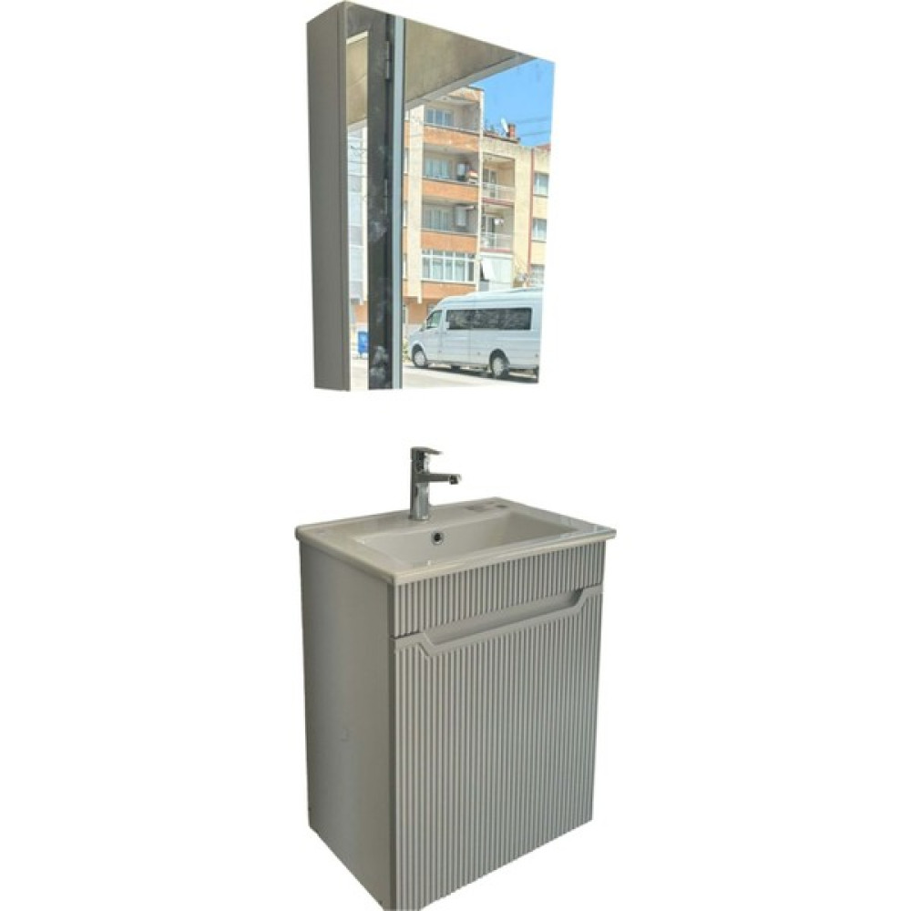 Noce Banyo Dolabı Aynalı Cnc Işlemeli Membran Kapaklı 55 cm - Gri Diğer Fiyatı