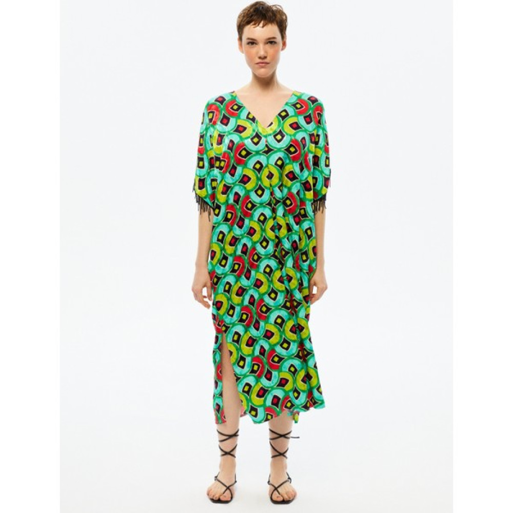 Nocturne Desenli Dökümlü Kaftan Kız Çocuk Elbise Fiyatı