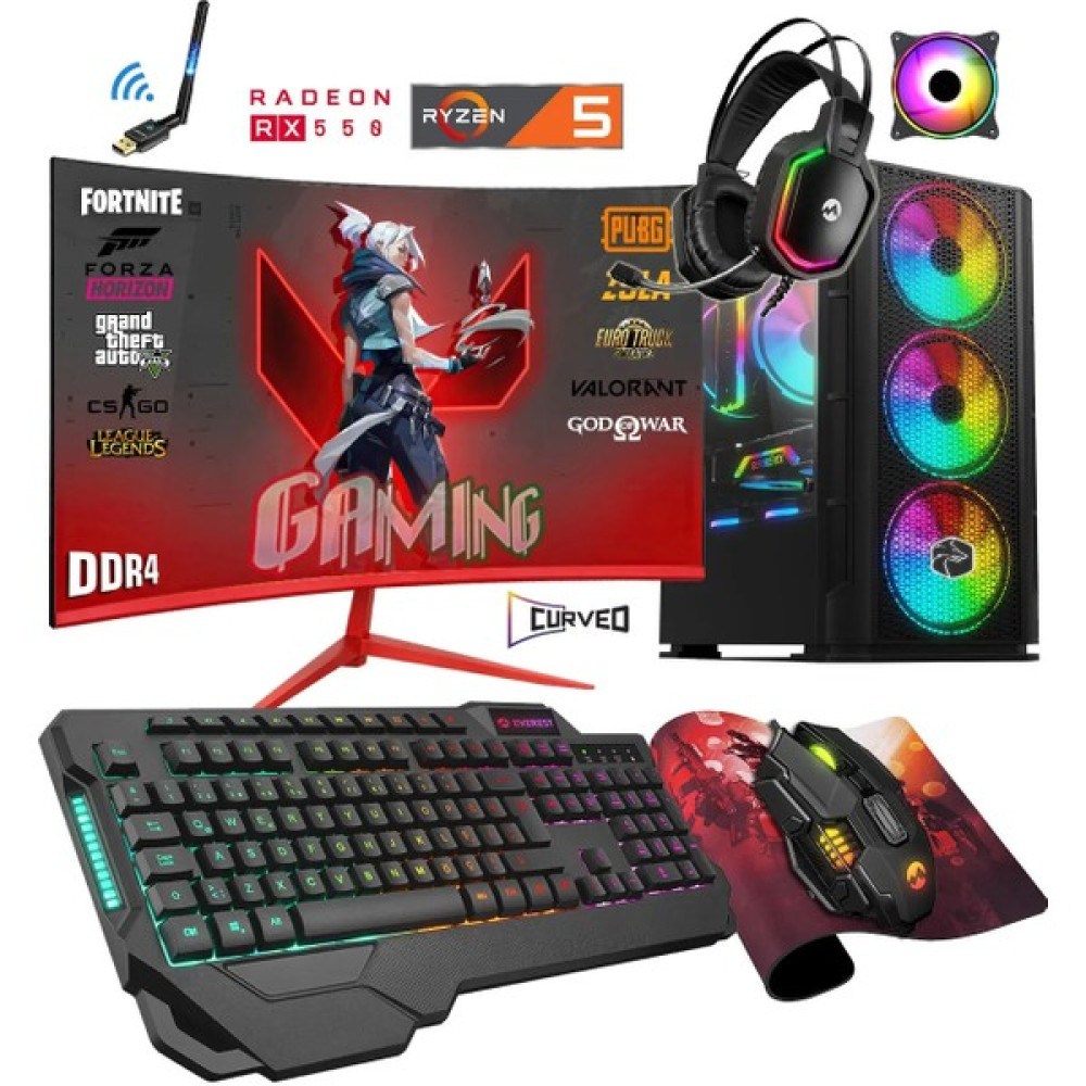 Noder GM15 Ryzen 5 3600 32GB 512GB SSD RX550 4gb 23.8" Oyuncu Masaüstü Bilgisayar - FreeDos Masaüstü Bilgisayar Fiyatı