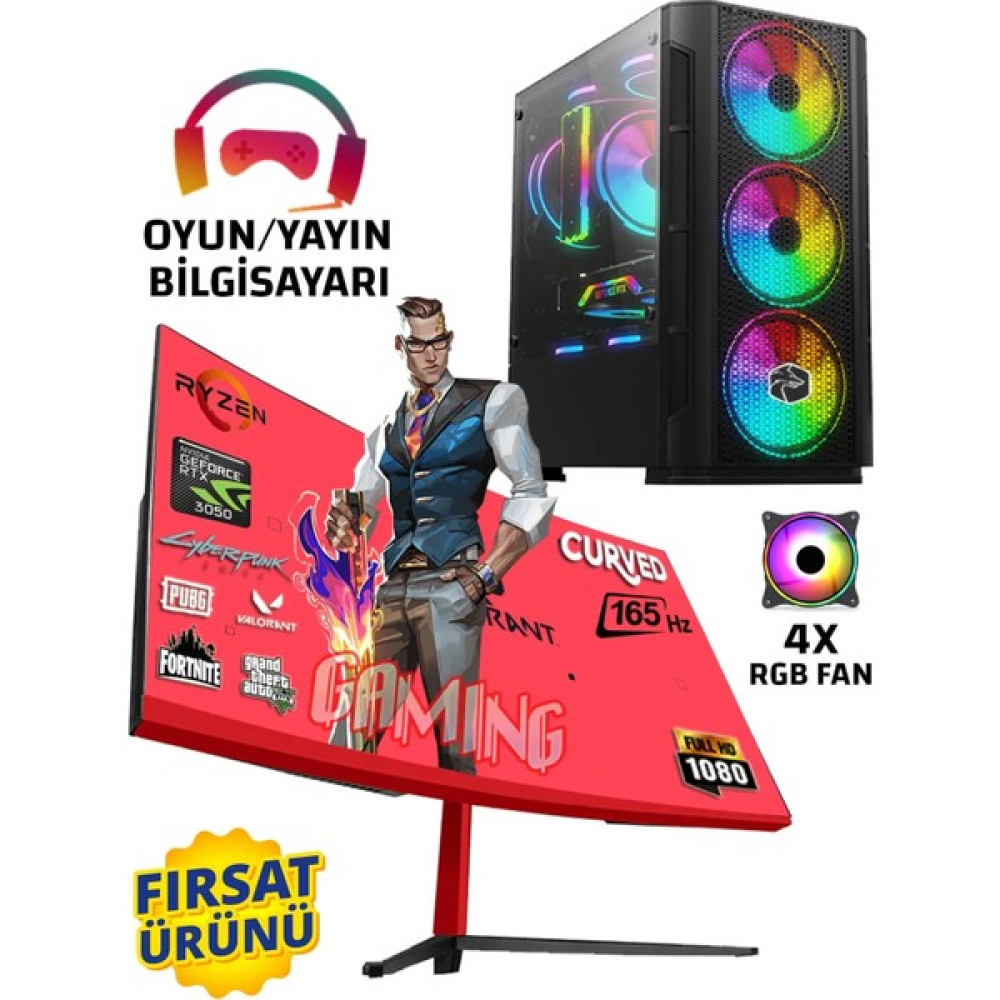 Noder Wizard Simple5 Ryzen 5 5600X 32GB 512GB M.2 SSD RTX3050 24" 165hz Oyuncu Masaüstü Bilgisayar - FreeDos Masaüstü Bilgisayar Fiyatı