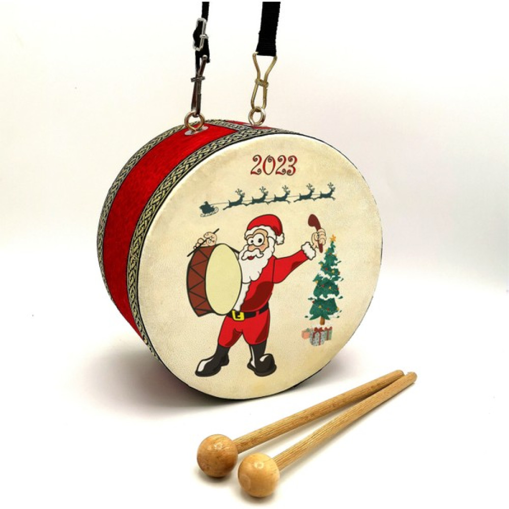 Noel Baba Baskılı | Gerçek Deri | Oyuncak Çocuk Davulu | Yılbaşı Hediyesi (1-5 Yaş) (Kırmızı) - Kırmızı Bebek Beslenme Gereçleri Fiyatı