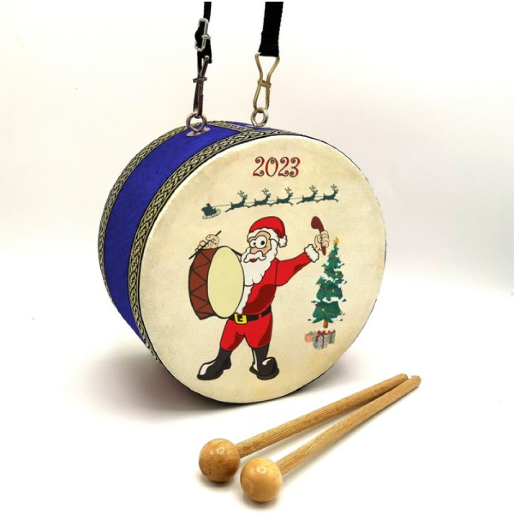 Noel Baba Baskılı | Gerçek Deri | Oyuncak Çocuk Davulu | Yılbaşı Hediyesi (1-5 Yaş) (Mavi) - Mavi Bebek Beslenme Gereçleri Fiyatı