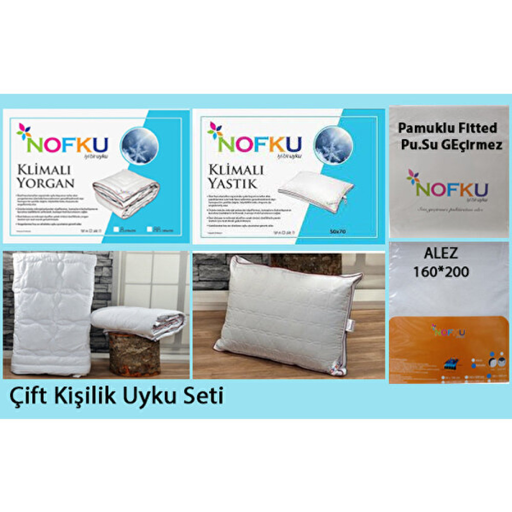 Nofku Çift Kişilik Klimalı Uyku Seti - Beyaz Yatak Seti / Uyku Seti Fiyatı