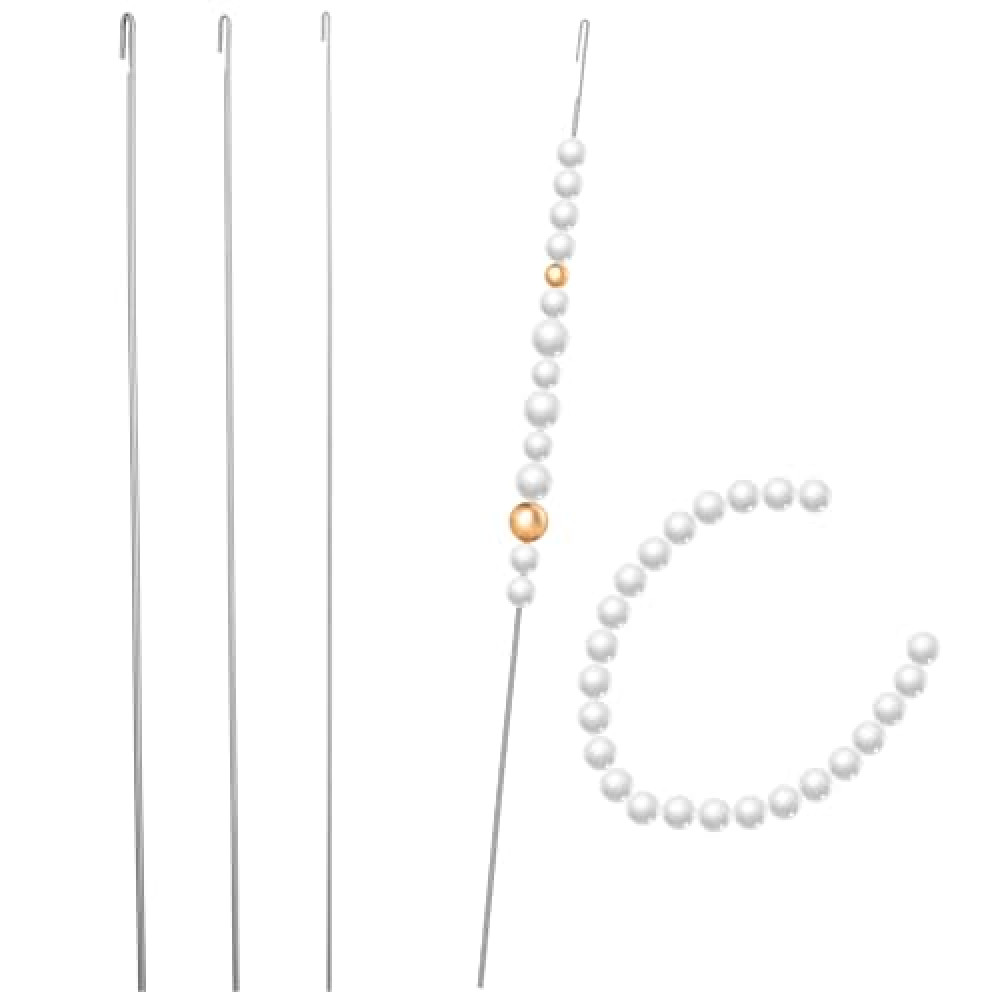 Nogeqi 4 Pcs Beading Needles for Jewelry Making,4 Thickness Styles Bead Spinner Needles,Bead Threader,Needle-Free Beading Supplies for Beaded Bracelets, Necklaces, DIY Handmade
