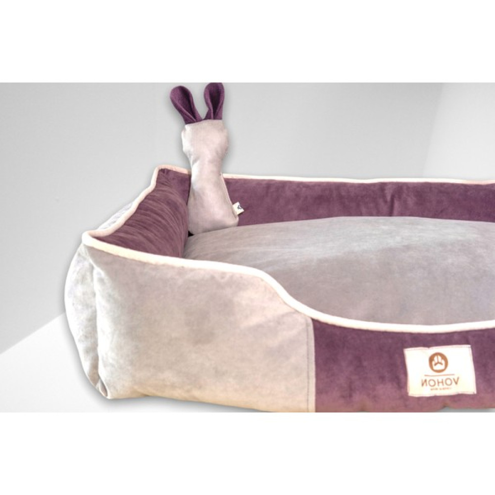 Nohov Premium Soft Seri Yıkanabilir Kedi ve Köpek Yatağı 45 x 55 cm Small - Gri Gövde / Mor Kapak - S Evcil Hayvan Ürünleri Fiyatı