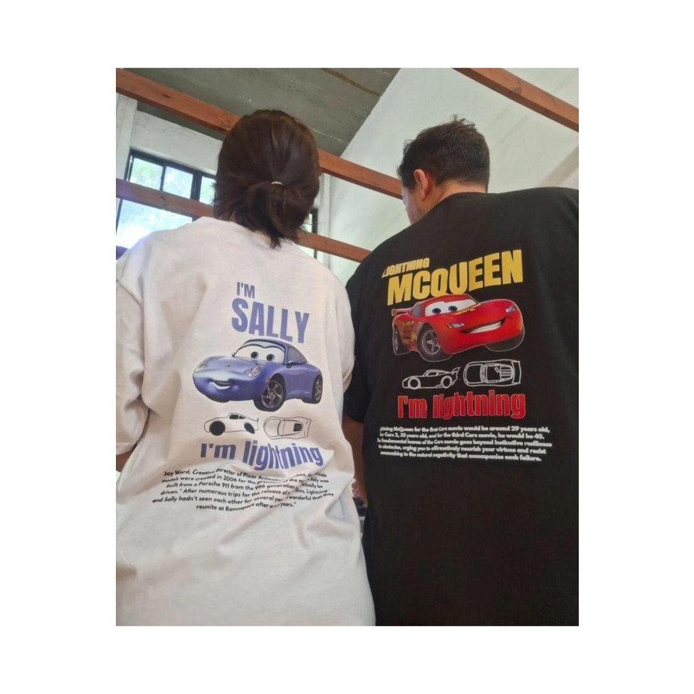 NOKAY IM SALLY & MCQUEEN Car Detail Oversize Unisex T-Shirt XL Beden Bayan T-shirt Fiyatı