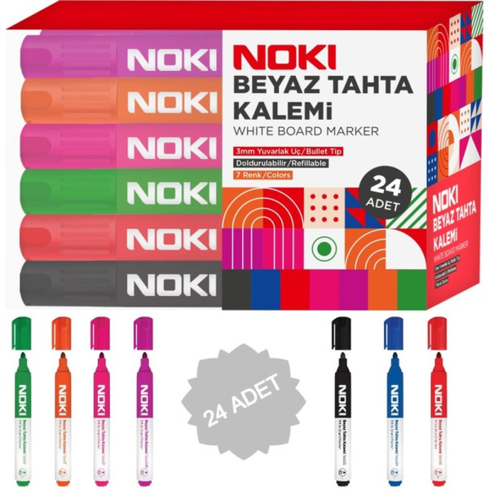 Noki Doldurulabilir Beyaz Tahta Kalemi 24 Lü Set Yazı Tahtası Kalemi Fiyatı