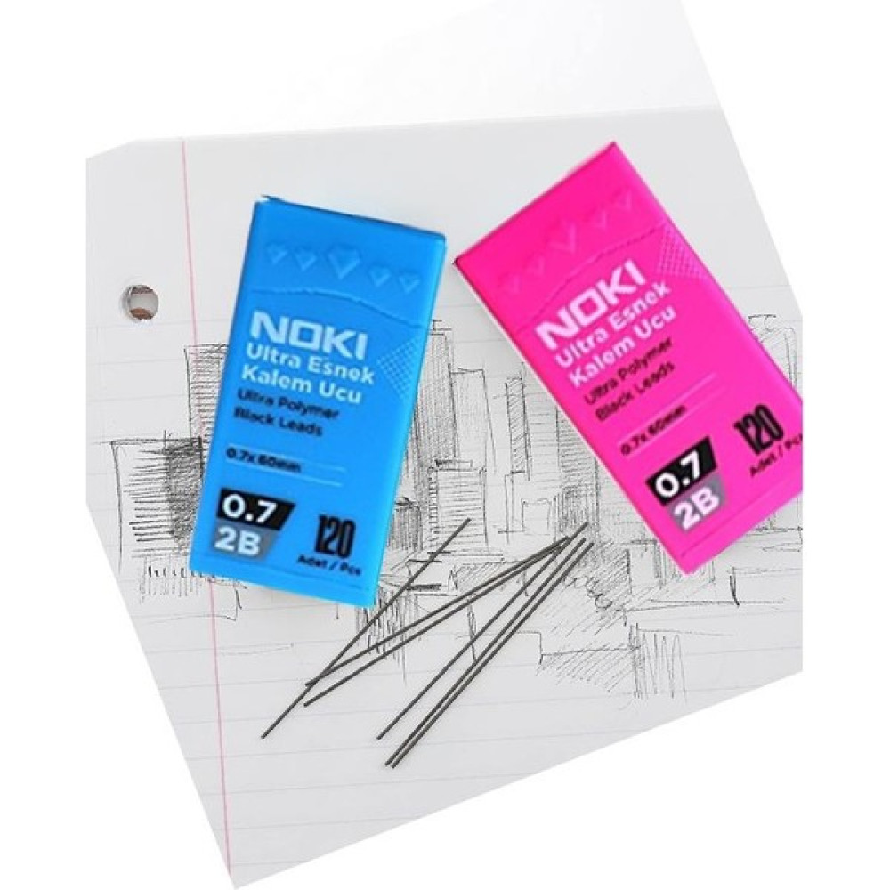Noki Kalem Ucu Ultra Esnek 0.7mm 2b Siyah 120'LI Pembe 1 Adet 0,7 Uç 120LI Tüp Esnek Yumuşak Yazım 0.7X60MM - 0,7 mm Kurşun Kalem Ucu (Min) Fiyatı