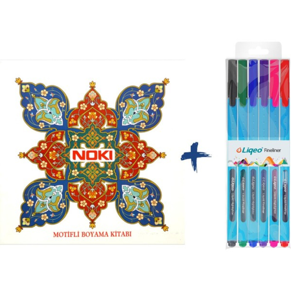 Noki Motifli Boyama Kitabı ve 6 Lı Liqeo Fineliner Mandala Seti Keçe Uçlu Kalem Fiyatı