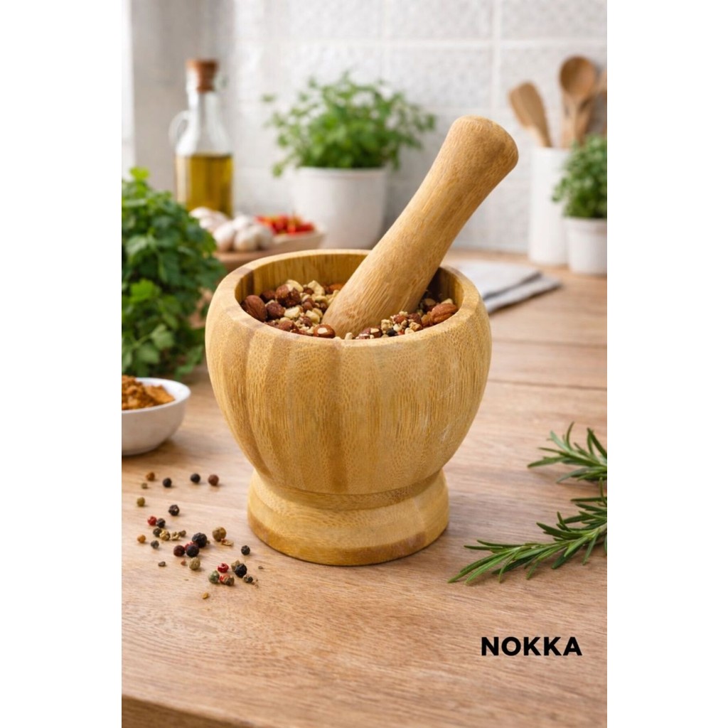 Nokka Doğal Bambu Ahşap Sarımsak Ezeceği Havan Orta Boy Bambu Ahşap Sarımsak Ezeceği Orta Boy Diğer Fiyatı