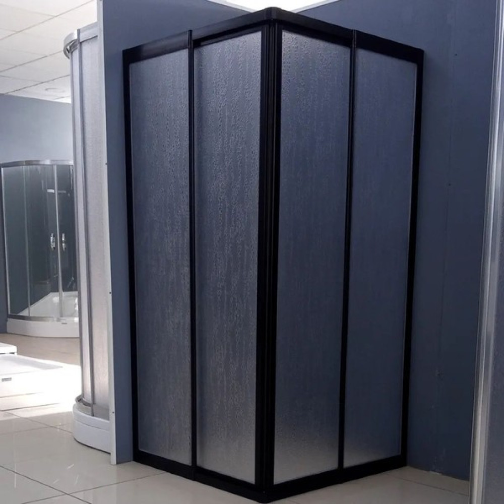 Nokta Duşakabin 100X100 cm Kare Teknesiz Duşakabin Siyah Profil Plastik Camlı Duşakabin Fiyatı