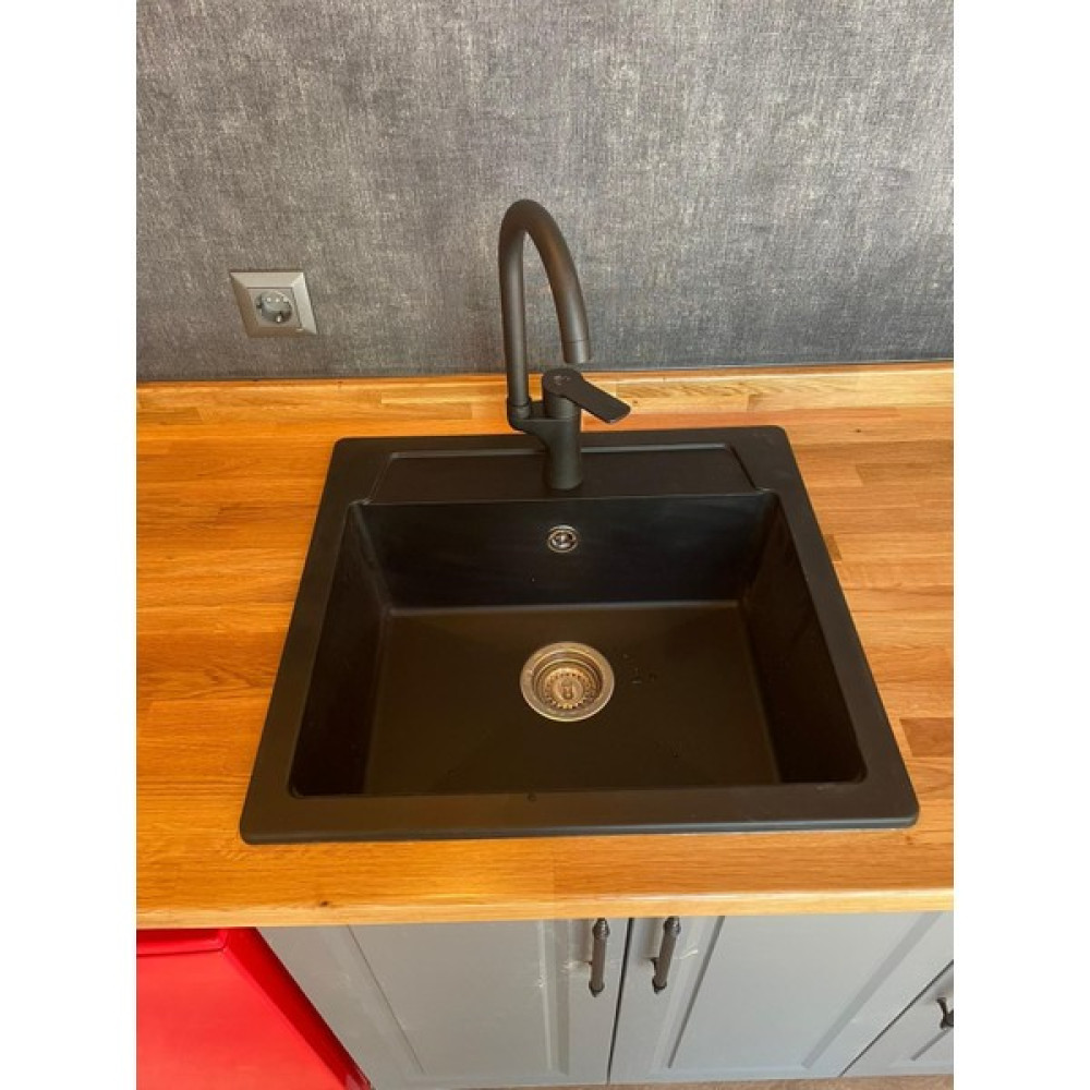 Nokta Elegance Granit Evye Siyah Tek Gözlü Mutfak Evyesi 55 x 50 cm Lavabo Fiyatı