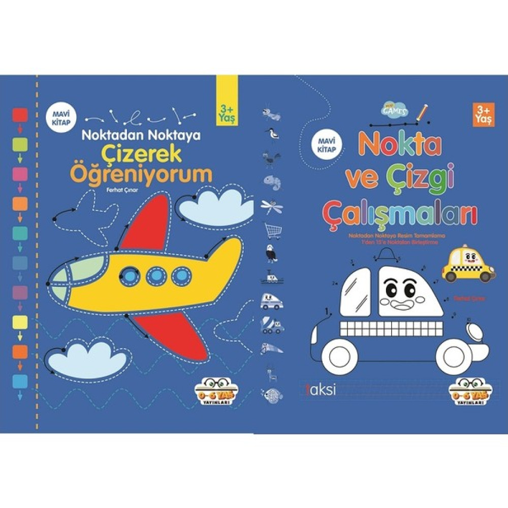 Noktadan Noktaya Çizerek Öğreniyorum & Nokta ve Çizgi Çalışmaları 3+Yaş (Mavi) -2 Kitap Okul Öncesi Eğitici & Öğretici Kitaplar Fiyatı