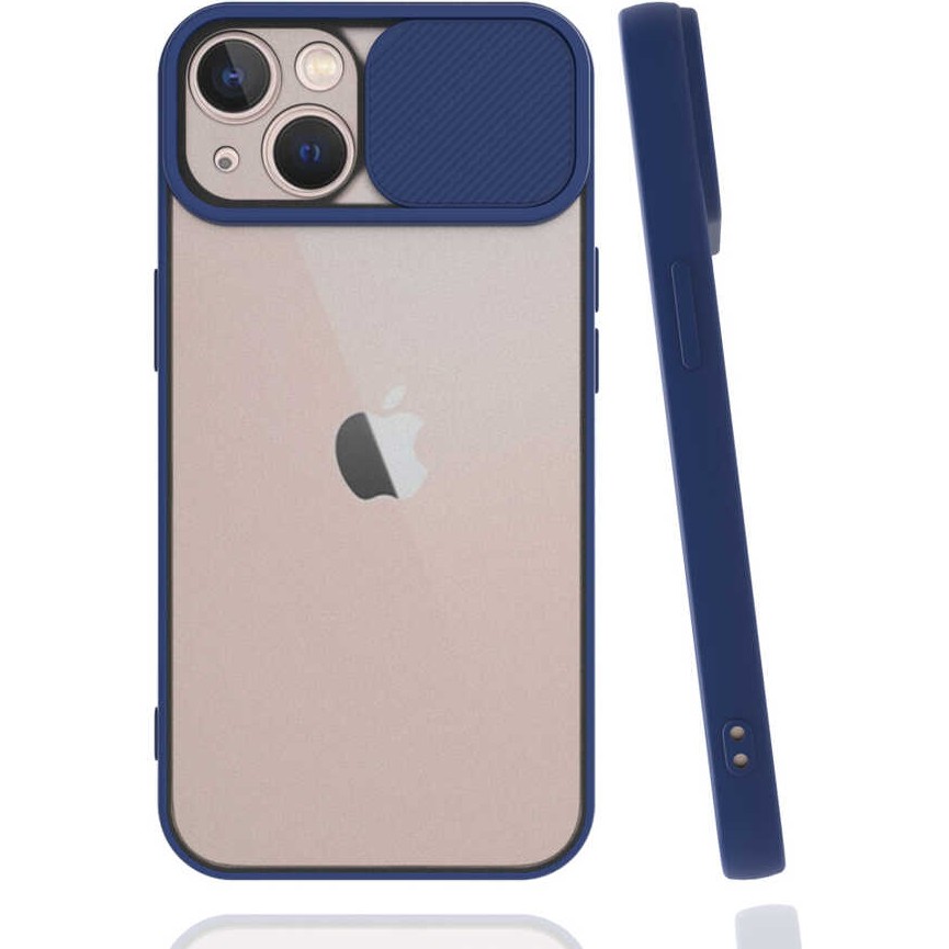 noktaks - Apple iPhone 13 Mini - Kılıf Slayt Sürgülü Arkası Buzlu Lensi Kapak - Lacivert - T19522 Diğer Fiyatı