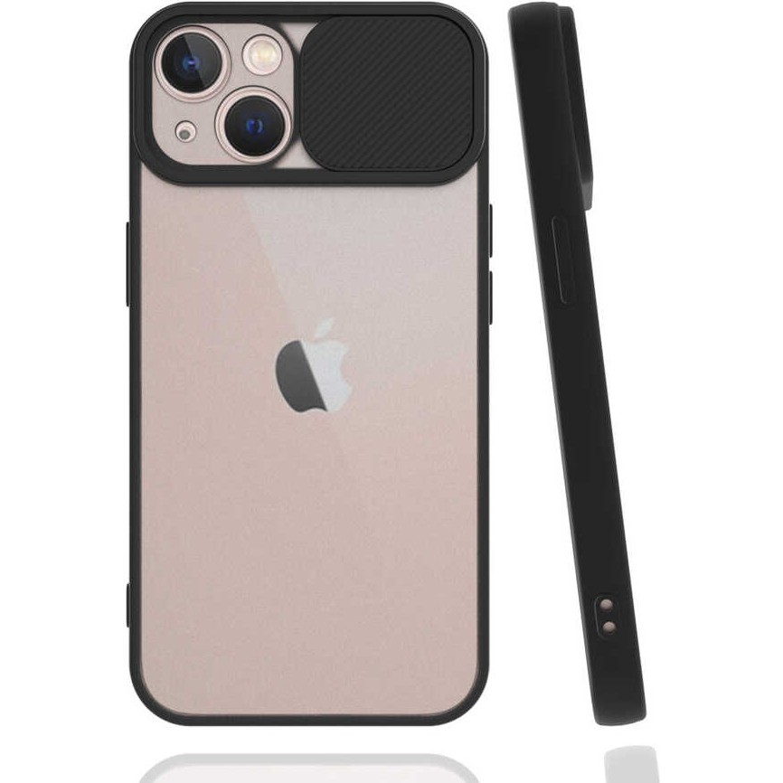 noktaks - Apple iPhone 13 Mini - Kılıf Slayt Sürgülü Arkası Buzlu Lensi Kapak - Siyah - T19522 Diğer Fiyatı