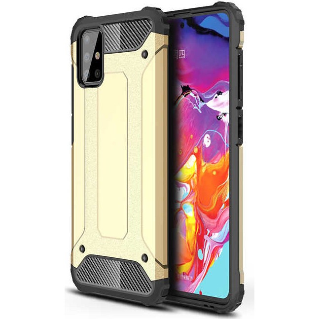 noktaks - Samsung Galaxy A51 - Kılıf Çift Katman Zırh Tank Crash Military Kapak - Gold - T11126 Cep Telefonu Kılıfı Fiyatı