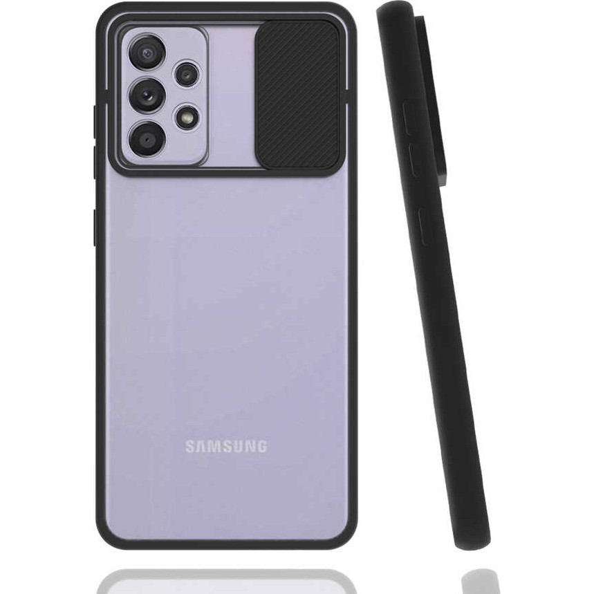 noktaks - Samsung Galaxy A52 - Kılıf Slayt Sürgülü Arkası Buzlu Lensi Kapak - Siyah - T16919 Cep Telefonu Kılıfı Fiyatı