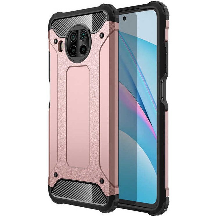 noktaks - Xiaomi Redmi Note 9 Pro 5G - Kılıf Çift Katman Zırh Tank Crash Military Kapak - Rose Gold - T16181 Diğer Fiyatı