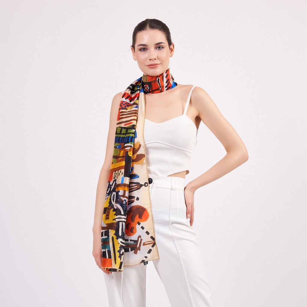 Nomads Felt Vual Ipek Fular | 55X180 cm | Nomads Art Desen 2 | Nomads Felt Diğer Fiyatı