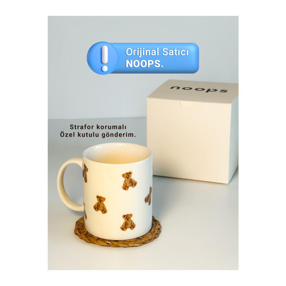 noops Ayıcık Teddy Bear Baskılı Kupa Bardak Seramik Kahve Mug Kupa Fiyatı