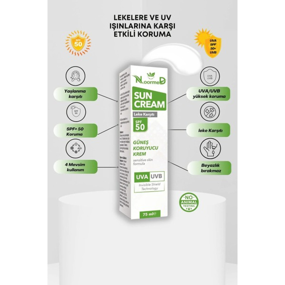 Noormed Tüm Ciltler Için Leke Ve Güneş Kremi Sun Cream Spf 50 75 ml Güneş Kremleri ve Losyonları Fiyatı