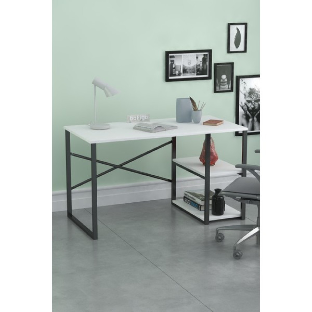 Noowa 2 Raflı Çalışma Masası Beyaz 50x120 cm - Y: 75 cm D: 60 cm G: 120 cm Çalışma Masası Fiyatı