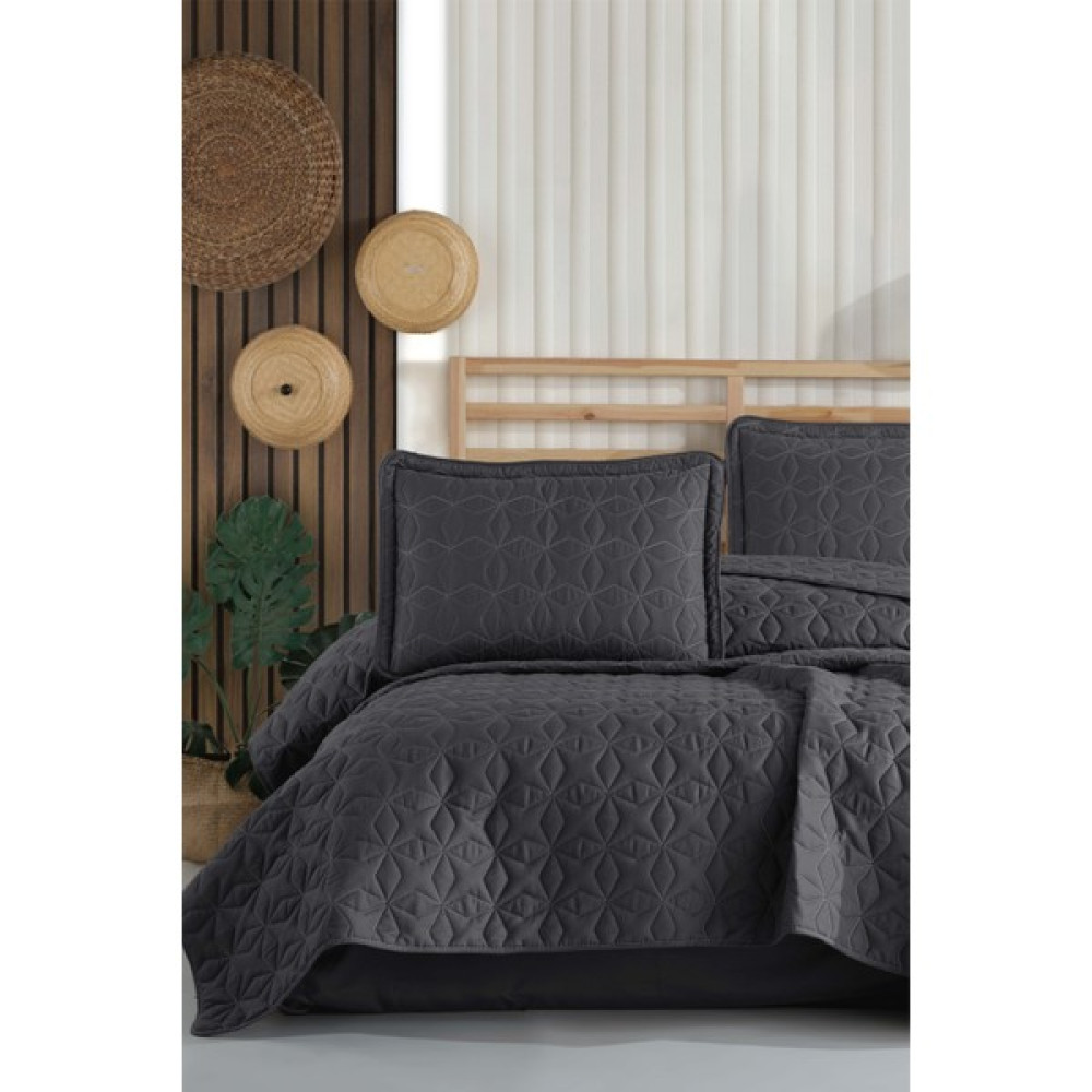 Nordqueen Microfiber Çift Kişilik Yatak Örtüsü Seti Aryes V2 Antrasit - 260 x 240 cm Yatak Örtüsü Fiyatı