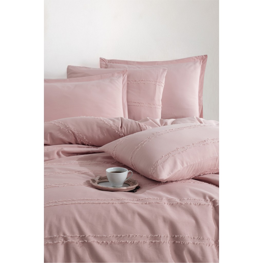 nordqueen Ranforce Pamuk Çift Kişilik Saçaklı Nevresim Seti Avola Pudra - 200 x 220 cm Nevresim Takımı Fiyatı
