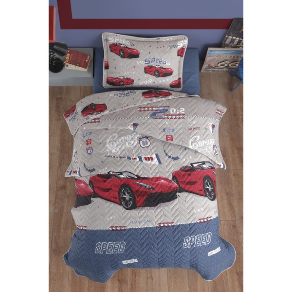 nordqueen Ranforce Pamuk Tek Kişilik Yatak Örtüsü Seti Speed - 180 x 240 cm - Mavi - Gri Yatak Örtüsü Fiyatı