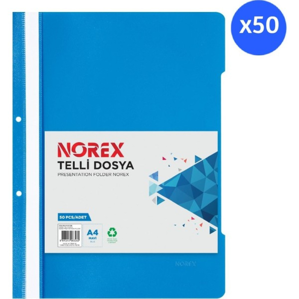 Norex UL50T-130 A4 Telli Dosya Mavi 50 Li Paket Dosya Fiyatı
