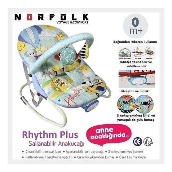 Norfolk Ana Dizi Tam Yatarlı Kademeli Sırt Ayarı Uçan Balon Mavi Rhythm Titreşimli ve Müzikli Ev Tipi Ana Kucağı