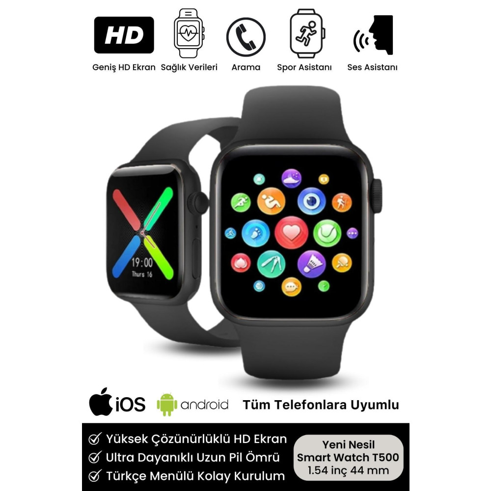 Noriyen T500 Plus Spor Ve Sağlık Sensörlü Ios Android Uyumlu Nabız Tansiyon Ölçer Watch 7 Kasa Akıllı Saat Akıllı Saat Fiyatı