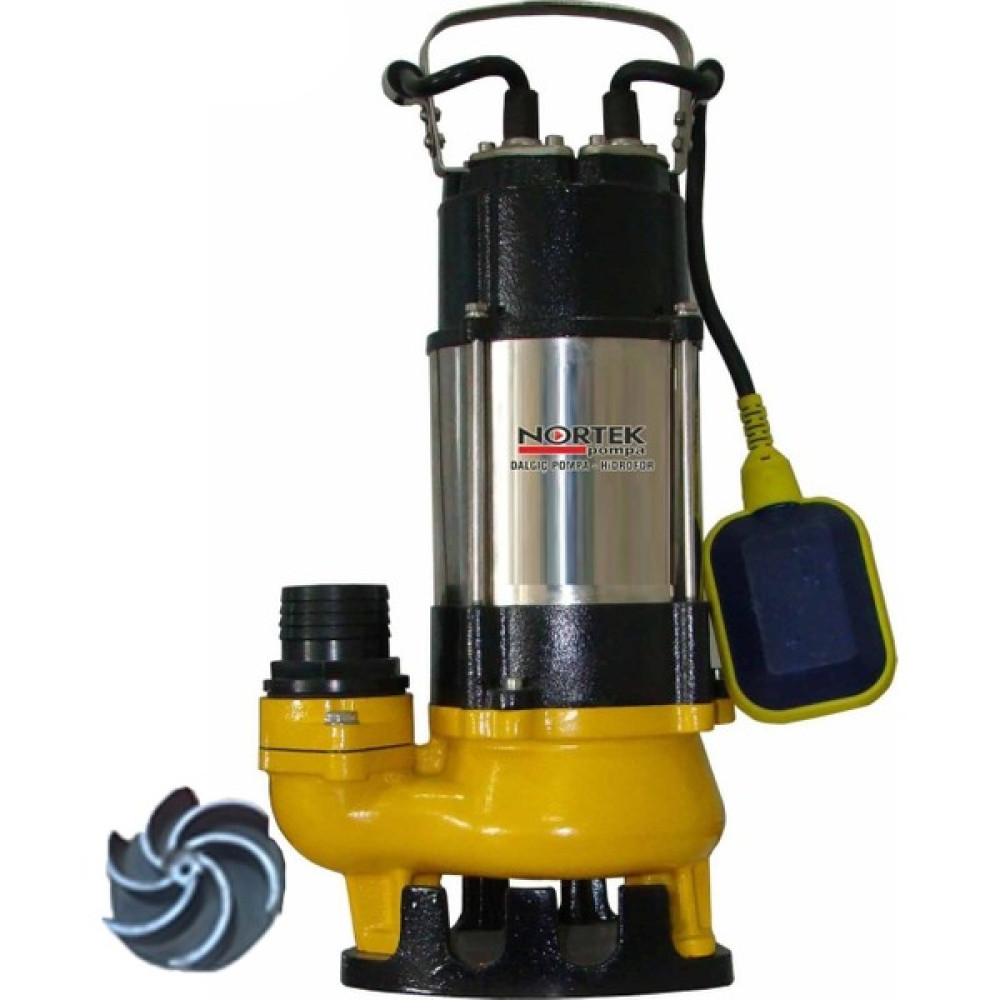Nortek 0.8 Hp 220V Parçalayıcılı Kırıcılı Açık Fanlı Foseptik Atık Pis Su Drenaj Dalgıç Pompa 2" Çıkışlı Su Motoru Fiyatı