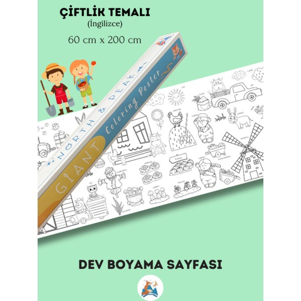 North And Peak Çiftlik Temalı Dev Boyama Kağıdı Boyama Rulosu Büyük Boy 2 Metre Uzunluk Sanatsal Malzemeler Fiyatı