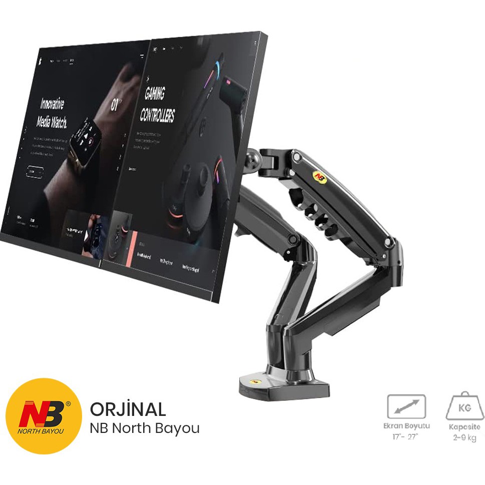 North Bayou NB F160 17-27'' Monitör Standı 2-9 Amortisörlü Monitör Standı Yeni Tasarım 2023 Versiyon - Siyah SSD / Solid State Drive Fiyatı