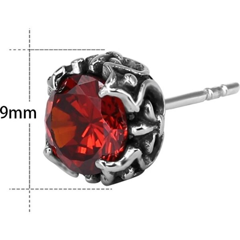NorthShore Zirkon Taşlı Modern Vintage S+ Kalite Motorcu Erkek 316L Çelik Küpe (Tekli) - Gümüş - Kırmızı Küpeler Fiyatı