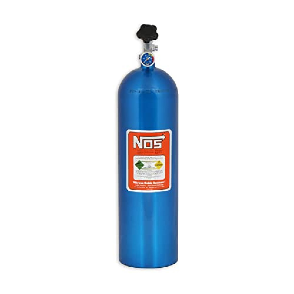 NOS 14750NOS Electric Blue Aluminum 15-pound Nitrous Bottle with Hi-Flow Valve