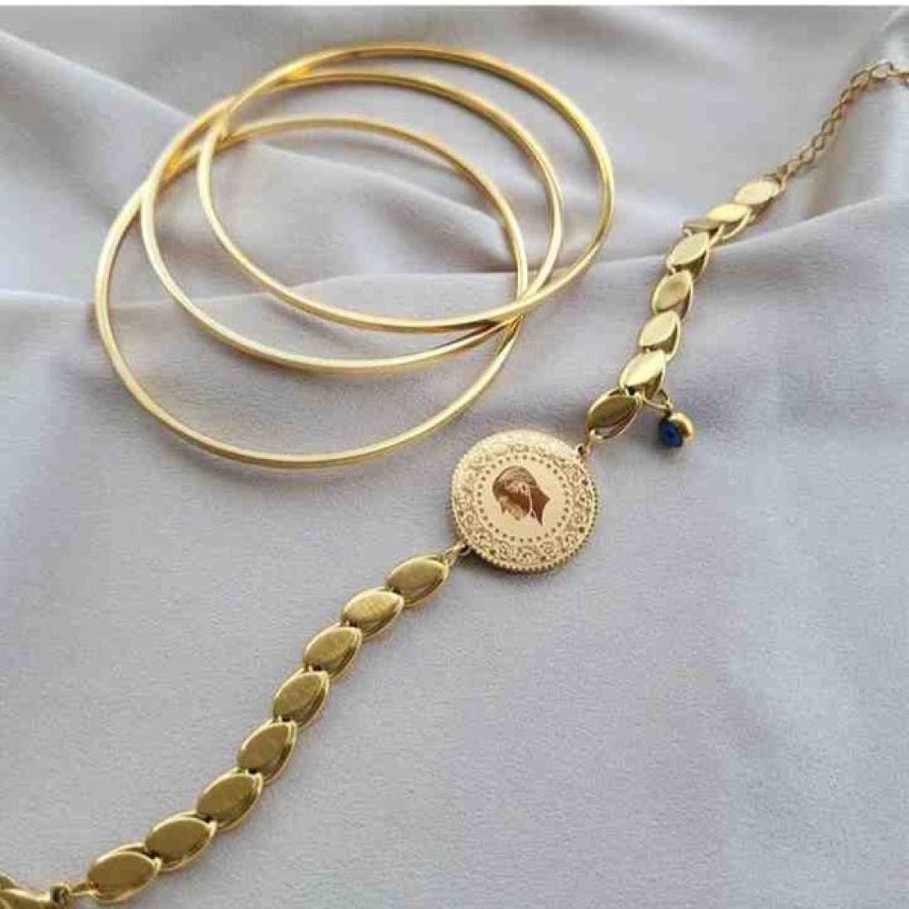 Noshnosh 316 L Çelik Gold Arpazincir Bileklik ve 3lü Ajda Bilezik Seti Saat ve Bileklik Aksesuarı Fiyatı