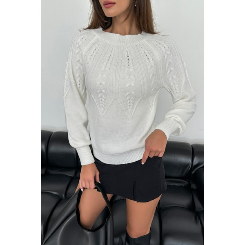 Nosia Fashion Saç Örgü Desenli Beyaz Renk Triko Kazak Bayan Kazak & Süveter & Triko Fiyatı