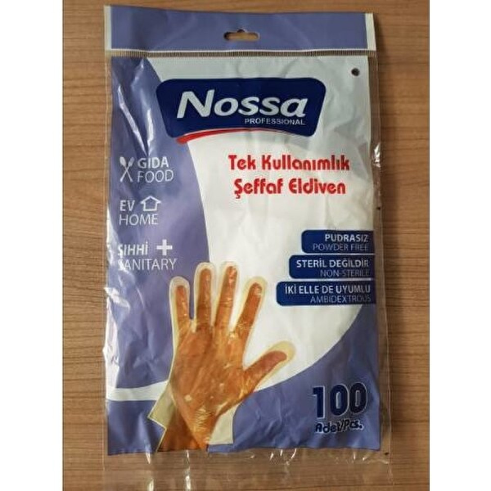 Nossa Şeffaf Poşet Eldiven Pe 100'LÜ - Beyaz Temizlik Malzemeleri Fiyatı