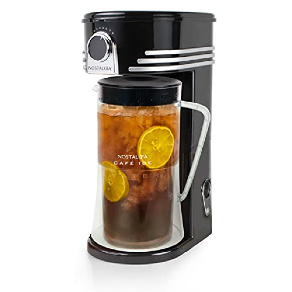 Nostalgia 3-Quart Iced Tea & Coffee Brewing System With Double-Insulated Pitcher, Strength Selector & Infuser Chamber, Also Perfect For Lattes, Lemonade, Flavored Water, Black