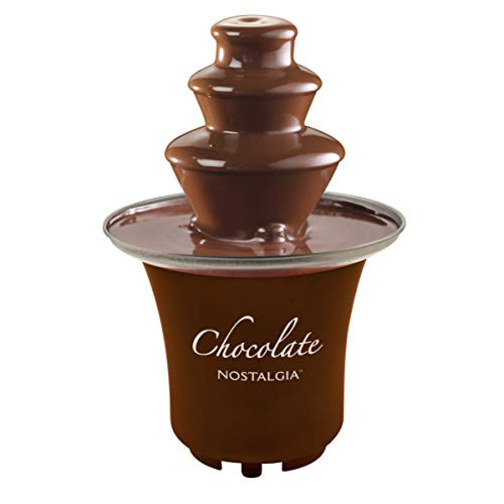 Nostalgia 3 Tier Electric Chocolate Fondue Fountain Machine for Parties - Melts Cheese, Queso, Candy, and Liqueur - Dip Strawberries, Apple Wedges, Vegetables, and More - 8-Ounce - Brown
