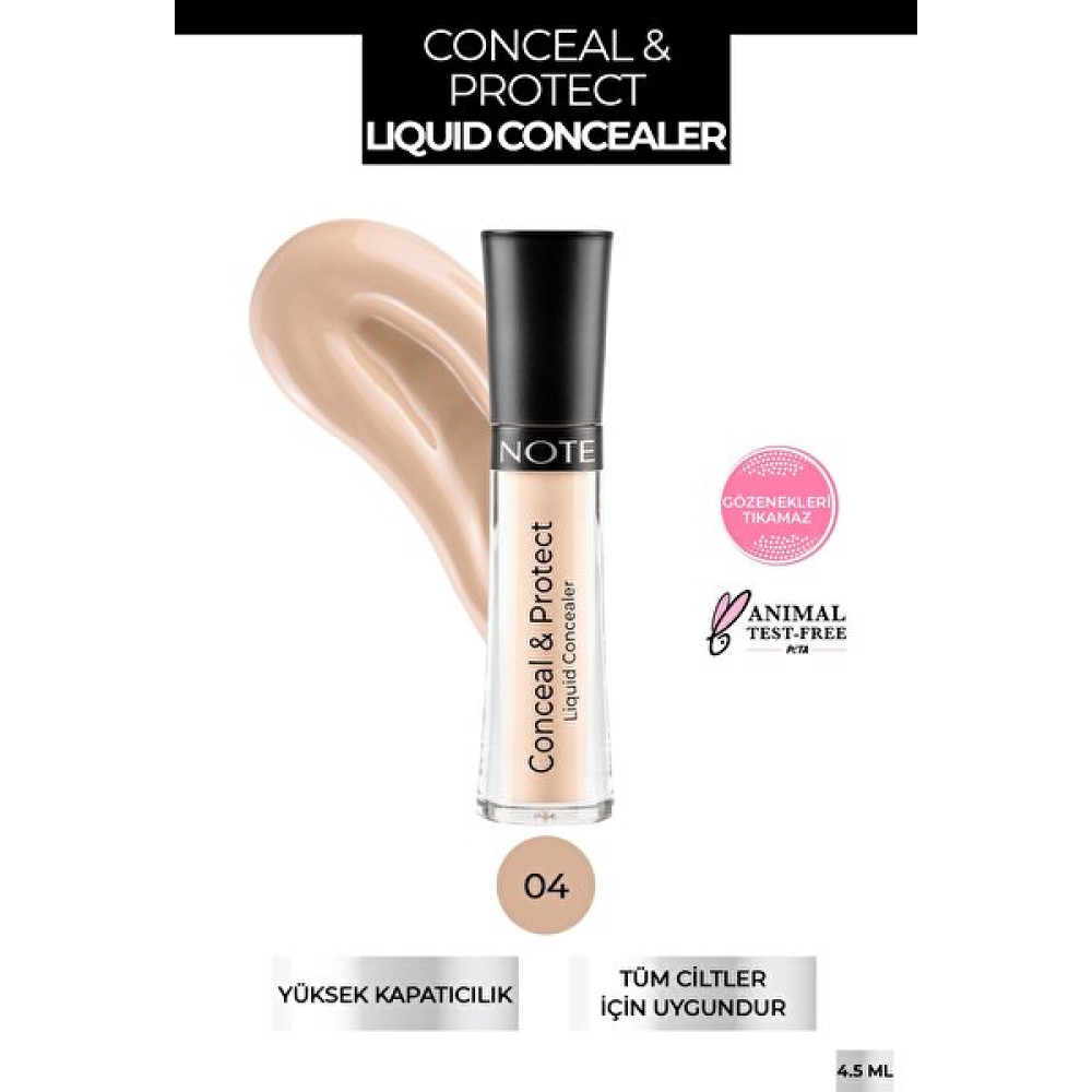 Note Conceal & Protect Likit Concealer Göz Altı Kapatıcısı 04 - 04 Bej Concealer Fiyatı